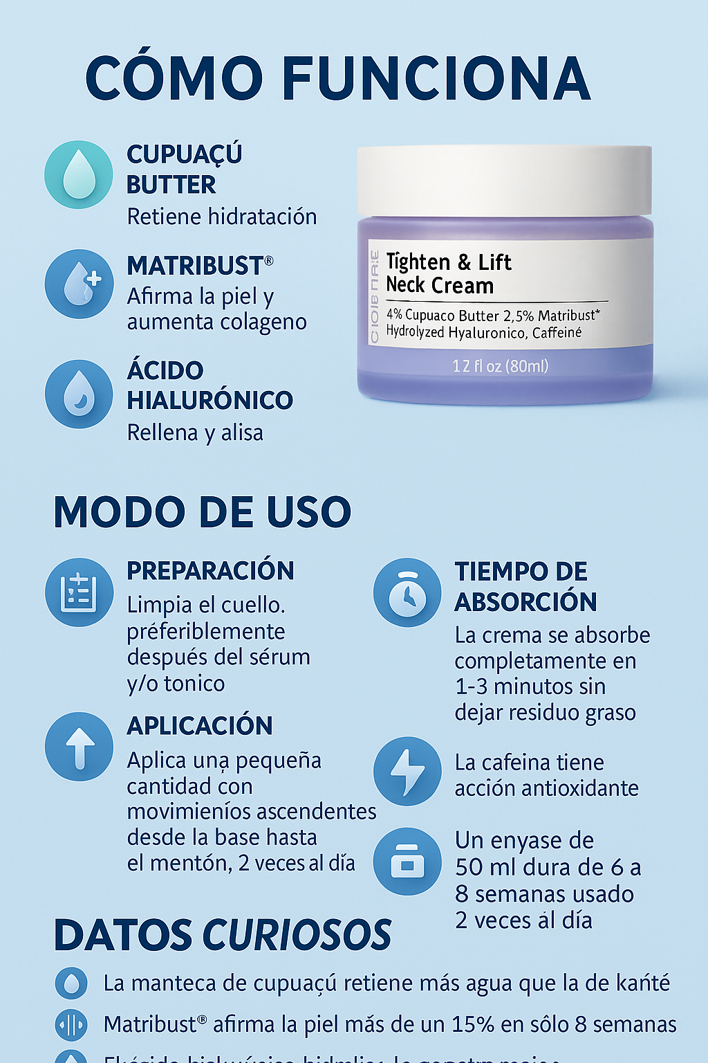 RENUEVA TU PIEL AL INSTANTE- Crema Reafirmante Lifting para el Cuello y piel